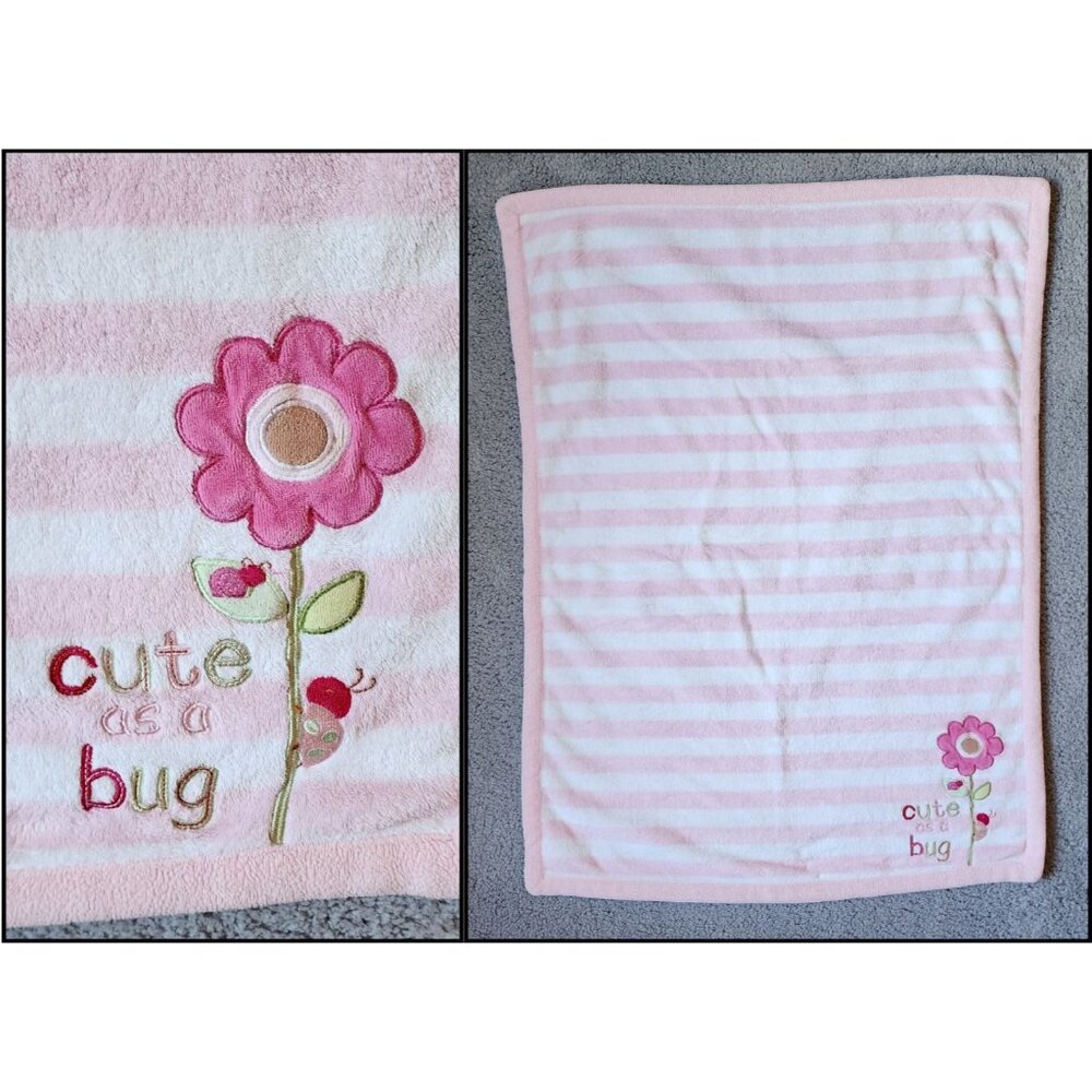 Carters Child of Mine Cute As A Bug Baby Blanket Pink Stripe‎ Ladybug Flower